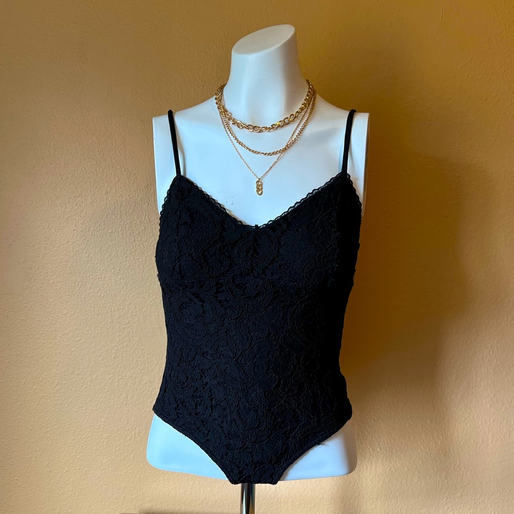 Sexy Floral Black Bodysuit